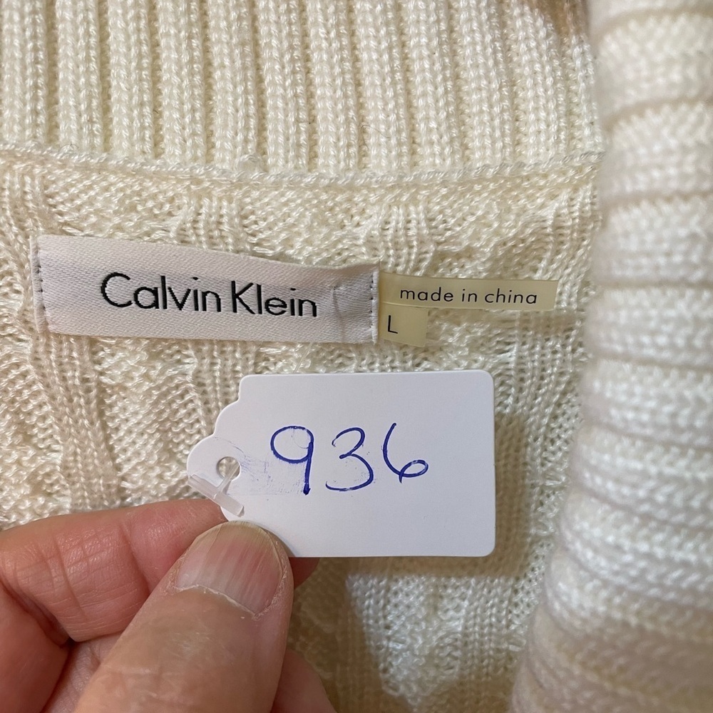 Calvin Klein Size L Cable Knit Sweater Dress Cream Toggle 🖤✨ - Picture 6 of 6